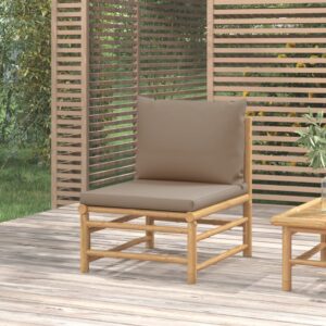 Bamboo Garden Sofa Outdoor Patio Furniture with Taupe Cushions Comfort