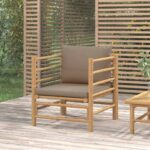 Garden Sofa with Taupe Cushions Bamboo