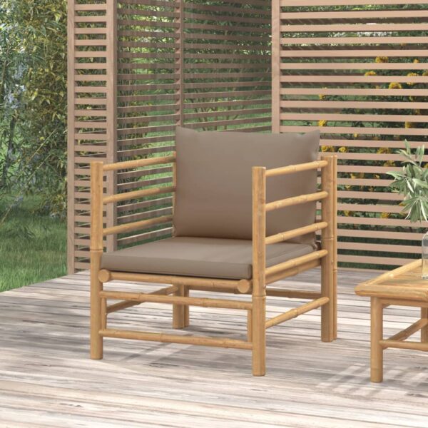 Garden Sofa with Taupe Cushions Bamboo