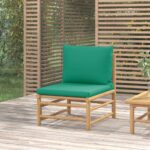 Bamboo Outdoor Garden Patio Sofa Sectional Middle Chair Green Cushions Comfort