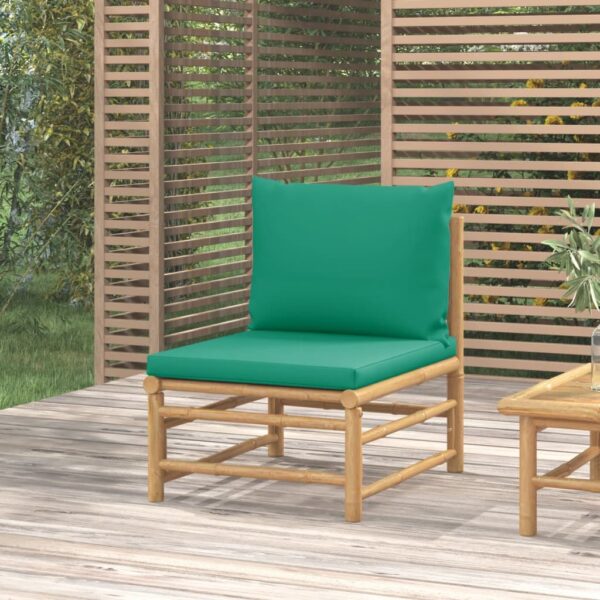 Bamboo Outdoor Garden Patio Sofa Sectional Middle Chair Green Cushions Comfort