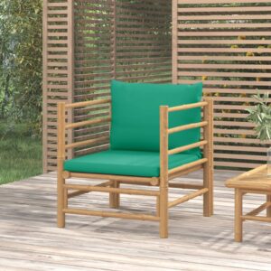 Bamboo Outdoor Garden Sofa Patio Furniture with Comfort Green Cushions