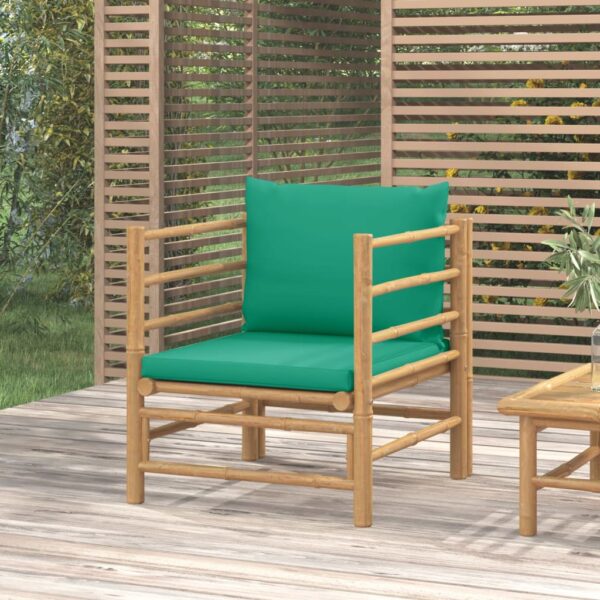 Bamboo Outdoor Garden Sofa Patio Furniture with Comfort Green Cushions