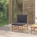 Bamboo Garden Sofa Outdoor Patio Furniture with Dark Grey Cushions Comfort