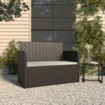 Garden Bench with Cushions Black 105 cm Poly Rattan