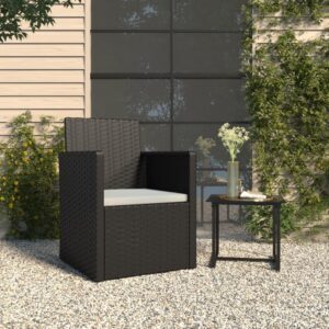 Outdoor Garden Patio Armchair Black Poly Rattan with Cream Cushion Comfort