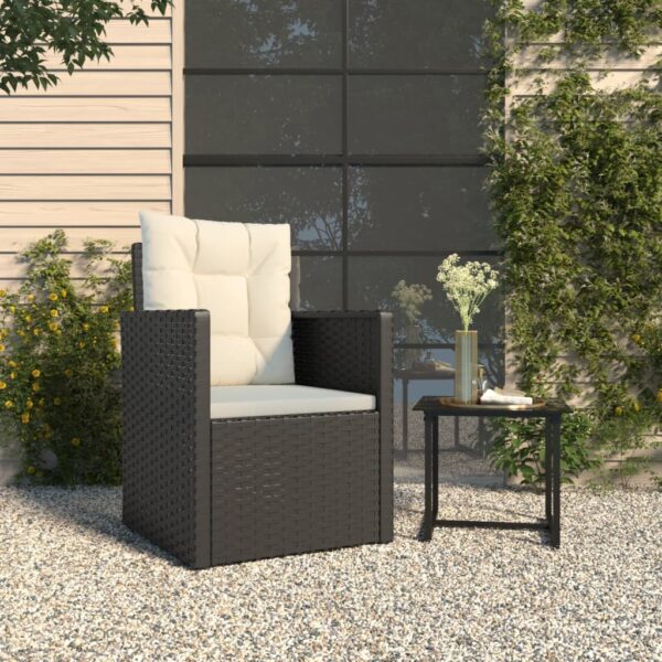 Outdoor Garden Patio Armchair Black Poly Rattan with Cream Cushions Comfort