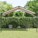 Beige Outdoor Canopy Tent Water-Resistant Polyester Fabric Spacious Garden Gazebo