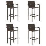 Bar Stools 4 pcs Brown Poly Rattan