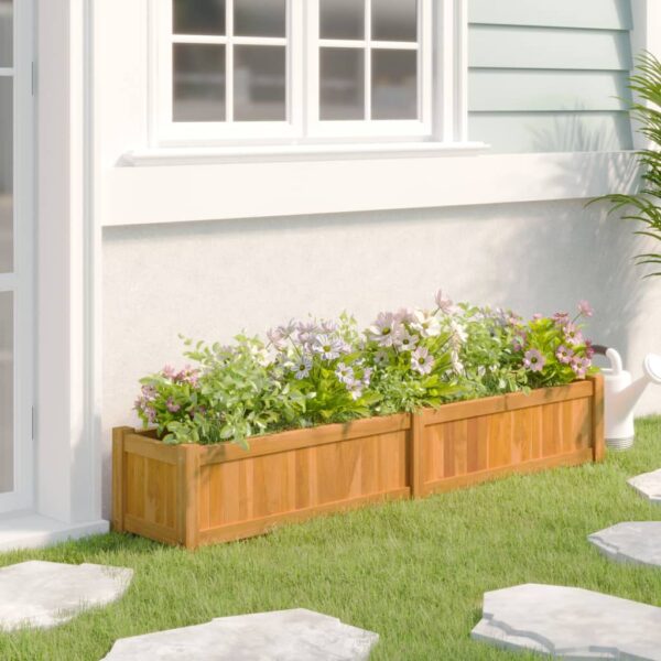 Solid Teak Wood Raised Garden Bed Planter for Outdoor Plants Flowers Herbs