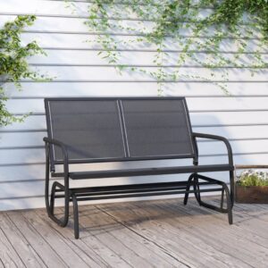 Outdoor Garden Glider Bench Textilene Fabric UV Resistant Comfortable Swing Seat