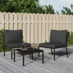 Outdoor Patio Garden Chairs Set with Comfort Grey Cushions Durable Steel Frame