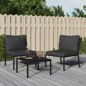 Outdoor Patio Garden Chairs Set with Comfort Grey Cushions Durable Steel Frame