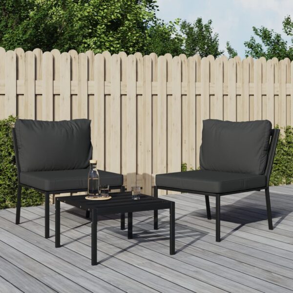 Outdoor Patio Garden Chairs Set with Comfort Grey Cushions Durable Steel Frame