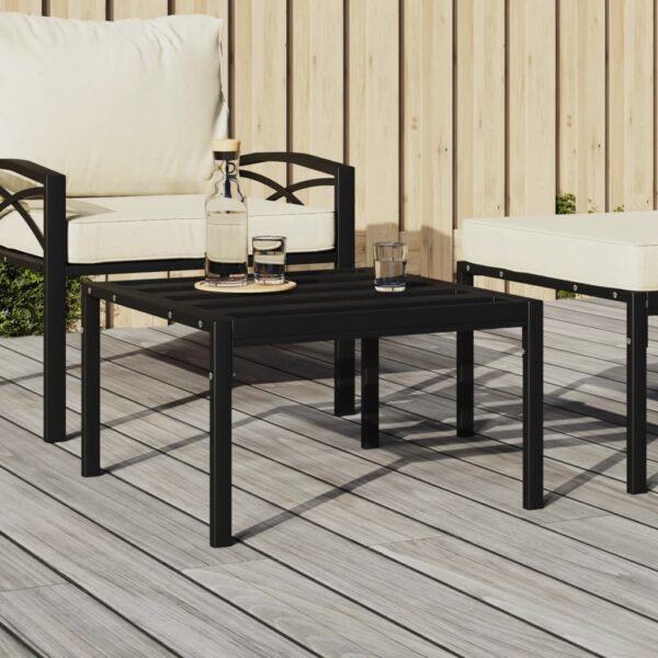 Stylish Black Outdoor Garden Patio Coffee Table Durable Steel Slatted Design