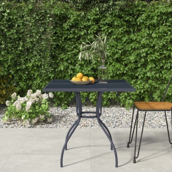 Contemporary Anthracite Steel Mesh Garden Table - Elegant Outdoor Patio Furniture