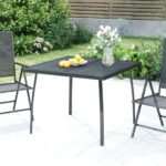 Outdoor Garden Patio Table Steel Mesh Design Anthracite Elegant Sturdy Weatherproof