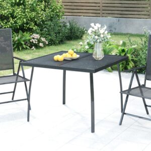 Outdoor Garden Patio Table Steel Mesh Design Anthracite Elegant Sturdy Weatherproof