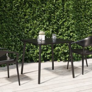 Contemporary Anthracite Garden Table Steel Slatted Design Outdoor Patio Furniture