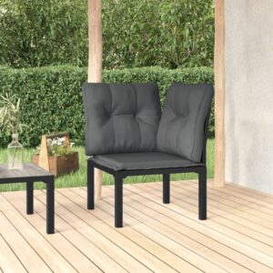 Outdoor Garden Corner Chair Poly Rattan Black Grey Cushions Weather Resistant