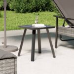 Contemporary Anthracite Steel Garden Table Slatted Design Outdoor Patio Furniture