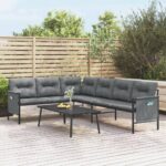 Garden Corner Sofa Anthracite Steel and Textilene