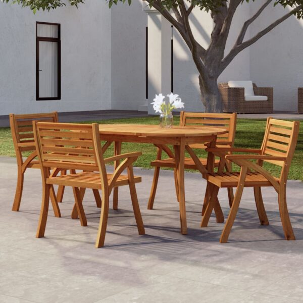 Solid Acacia Wood Garden Table Outdoor Patio Dining Furniture Slatted Elegant Design Weather Resistant