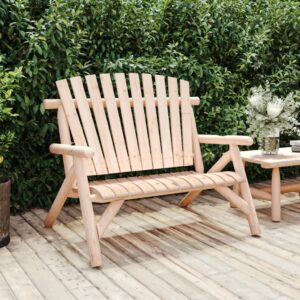 Solid Wood Spruce Garden Bench Outdoor Seating Comfortable Curved Backrest