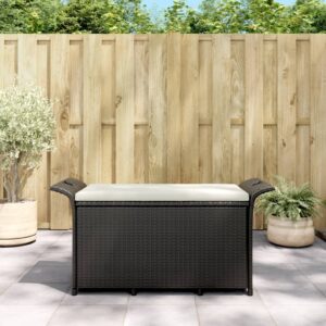 Outdoor Garden Patio Bench with Cushion Weather Resistant Poly Rattan Black