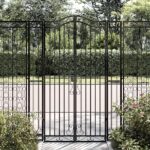 Elegant Wrought Iron Garden Gate Decorative Entryway Outdoor Patio Fence Black