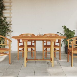 Extendable Solid Teak Wood Outdoor Dining Table with Parasol Hole Patio Furniture