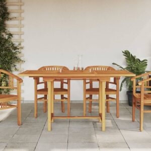 Extendable Solid Teak Wood Garden Dining Table with Parasol Hole Outdoor Patio