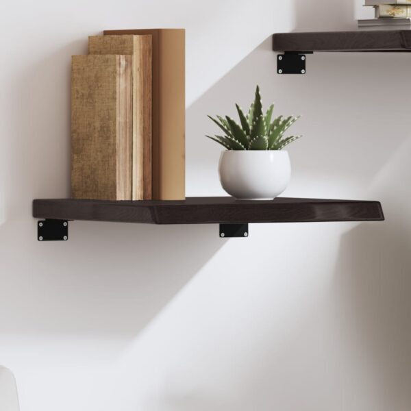 Rustic Solid Oak Wood Wall Shelf Dark Grey Live Edge Storage Display Organizer