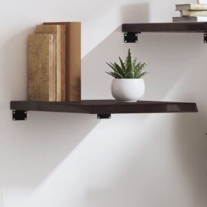 Rustic Solid Oak Wood Wall Shelf Dark Grey Live Edge Versatile Storage