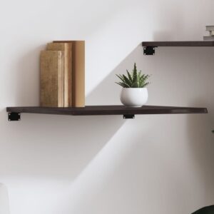 Rustic Solid Oak Wood Wall Shelf Dark Grey Live Edge Versatile Storage Decor