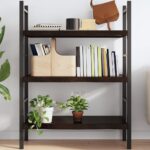 Rustic Solid Oak Wood Wall Shelf Dark Grey Live Edge Versatile Storage