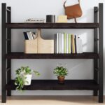 Rustic Solid Oak Wood Wall Shelf Dark Grey Live Edge Foldable Storage