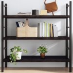 Rustic Solid Oak Wood Wall Shelf Dark Grey Live Edge Foldable Storage Display