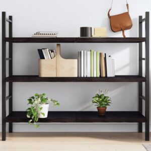 Rustic Solid Oak Wood Wall Shelf Dark Grey Live Edge Foldable Storage Solution