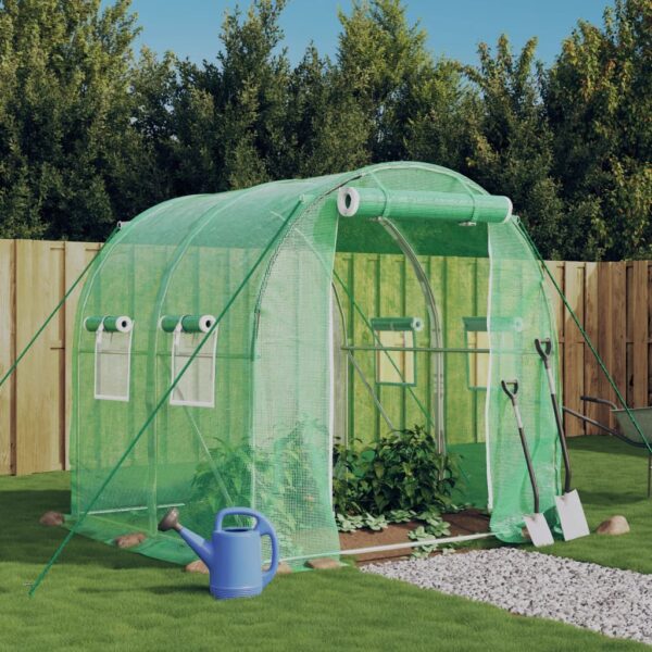 Spacious Walk-In Greenhouse PE Cover UV Resistant Steel Frame Zippered Door