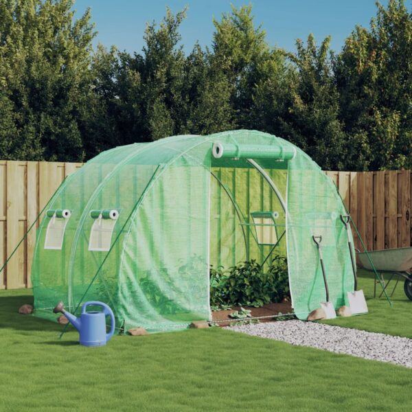 Spacious Walk-In Greenhouse PE Cover UV Resistant with Roll-Up Door & Windows