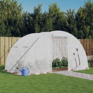 Spacious Walk-In Greenhouse PE Cover UV Resistant with Roll-Up Door & Windows