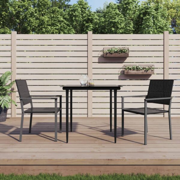 Outdoor Patio Chairs Set of Two Comfortable PE Rattan Weather Resistant Black