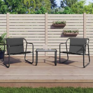 Contemporary Anthracite Garden Lounge Set with Textilene Chairs & Cushions