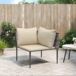 Outdoor Garden Corner Sofa Sectional Poly Rattan Grey with Cushions Patio Set