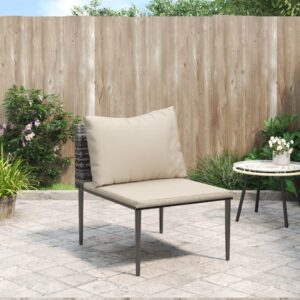 Outdoor Garden Patio Sectional Sofa Chair with Cushions Grey Wicker Rattan