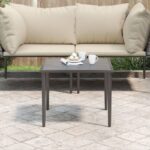 Stylish Grey Garden Coffee Table Outdoor Patio Steel Furniture Weatherproof