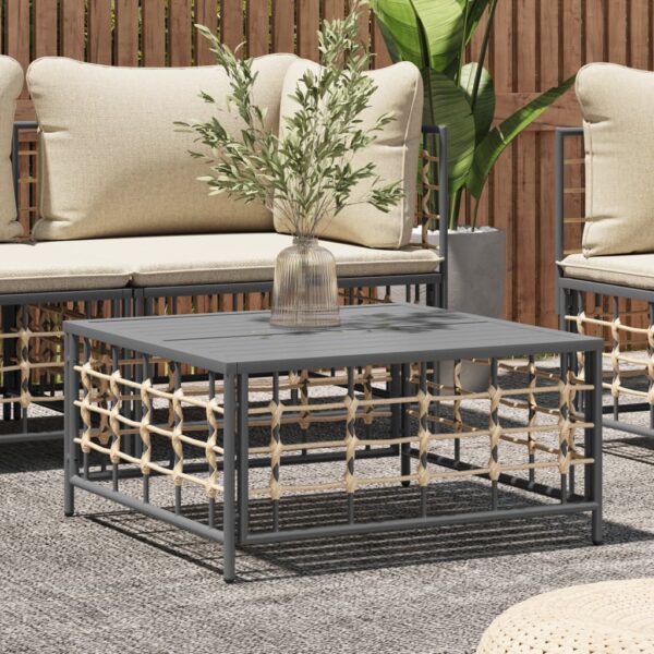 Outdoor Garden Patio Coffee Table Weather-Resistant Poly Rattan Anthracite