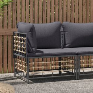 Outdoor Garden Corner Sofa Poly Rattan Weather-Resistant with Cushions