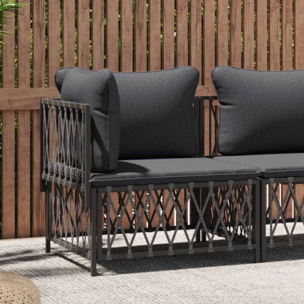 Elegant Anthracite Garden Corner Sofa Woven Fabric Cushioned Outdoor Seating